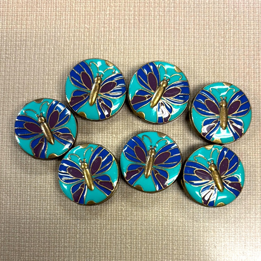 Cloisonné Butterfly Brass Beads
